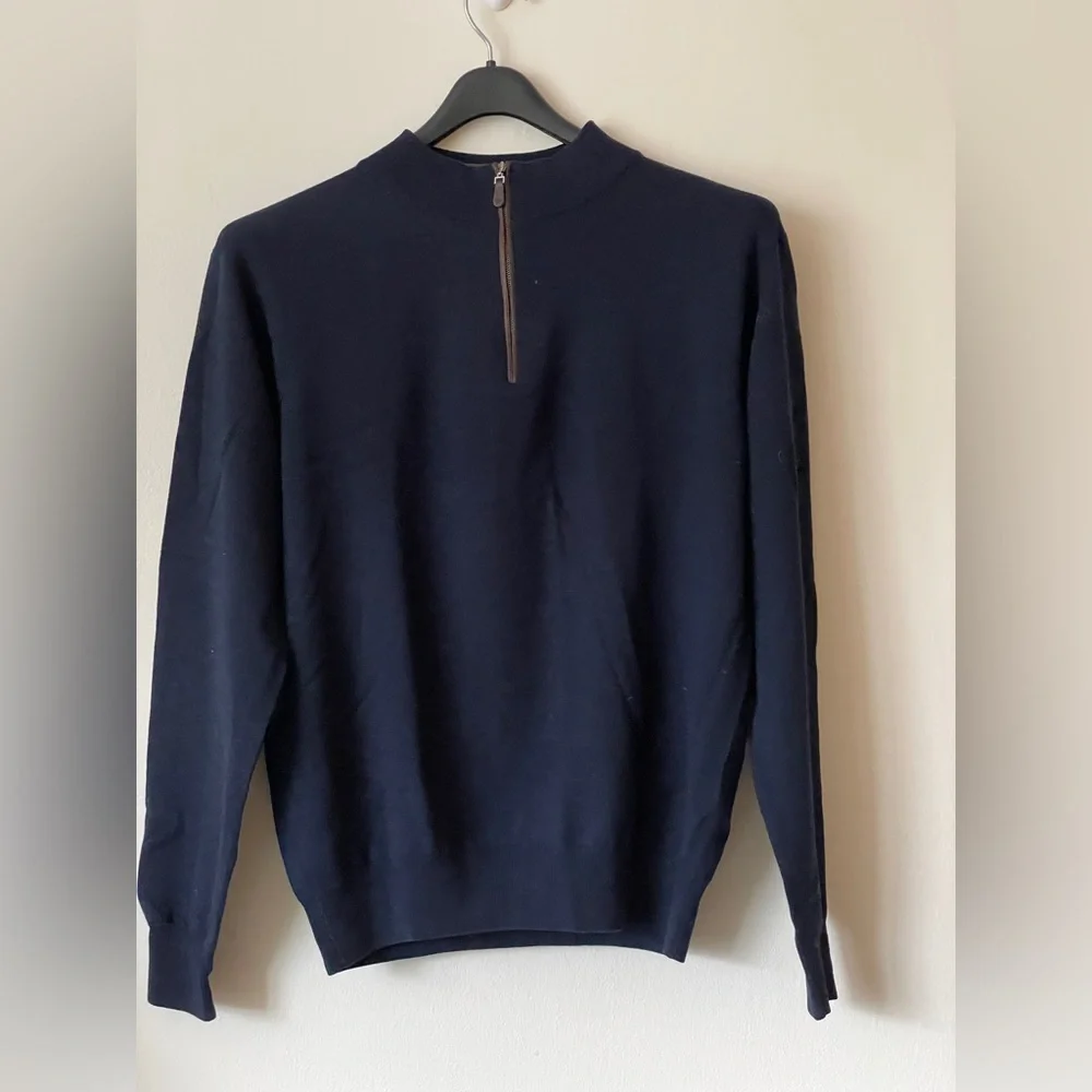 Peter Millar navy blue half-zip sweater - Picture 3 of 8